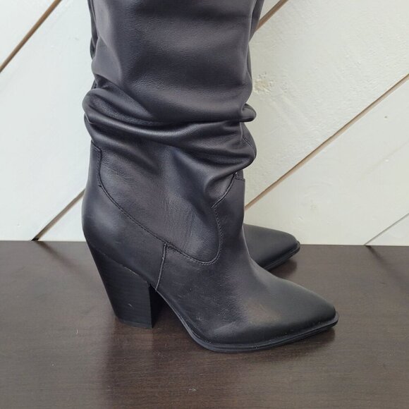 NEW Steve Madden Landy Black Leather Over-The-Knee Boots Size 6M - Picture 4 of 13